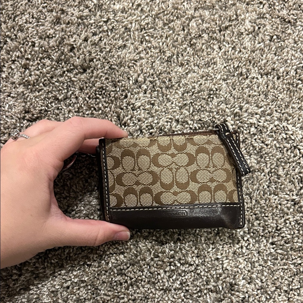 Coach Brown and Cream Coin Pouch